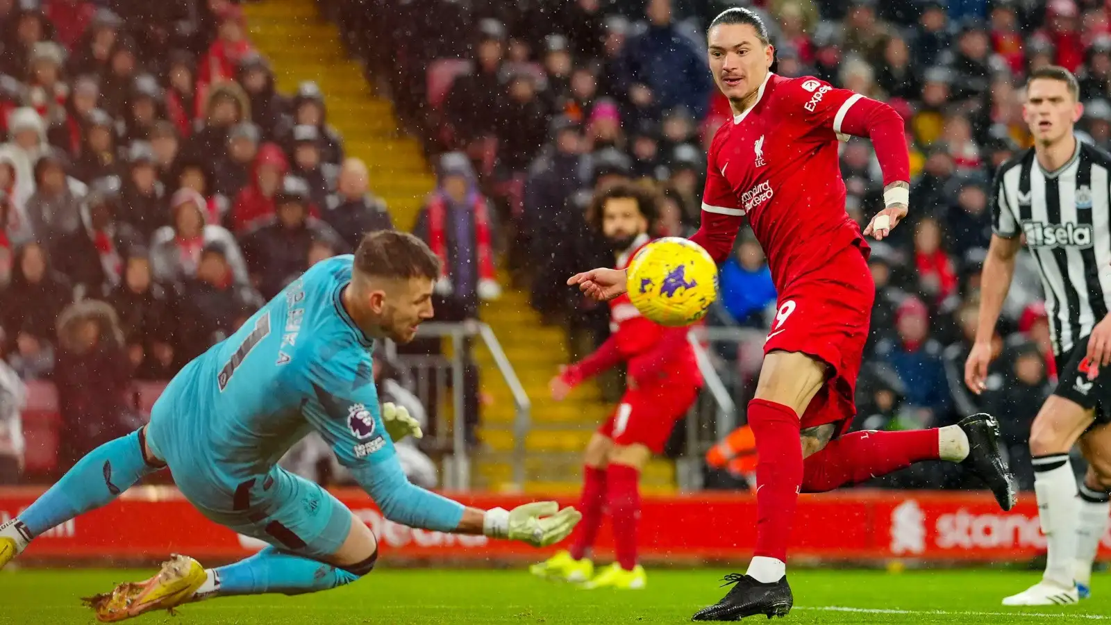 Liverpool demonstrator Darwin Nunez in answer against Newcastle.