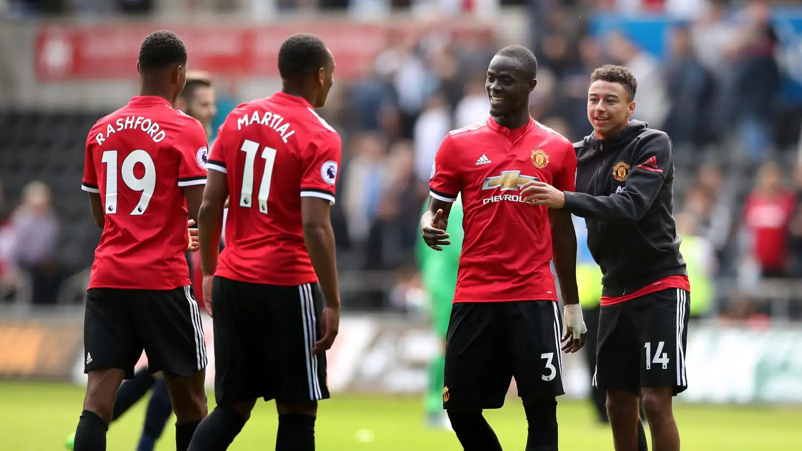 Person Utd protector Eric Bailly smiles