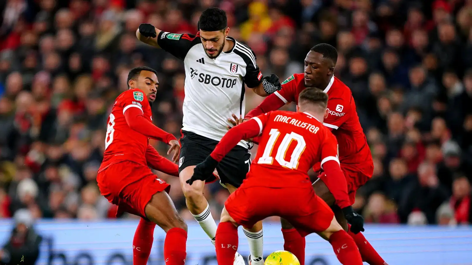 Multifaceted Liverpool players try and avail the bulbous off Raul Jimenez