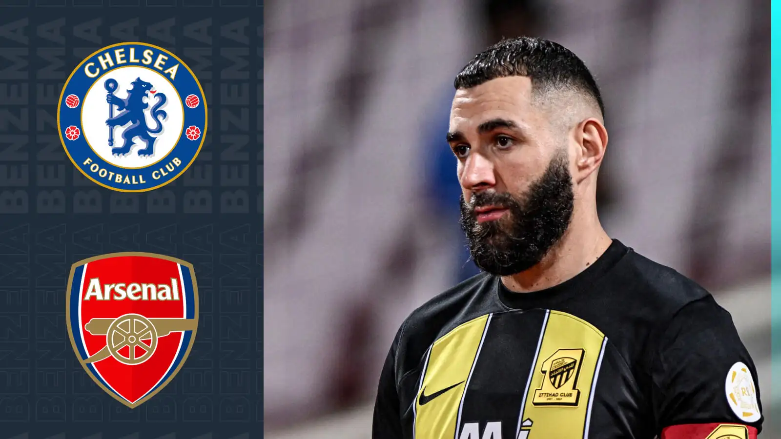 Arsenal transfer: 'Rebel' Benzema 'destined for immediate' Saudi exit after 'betrayal' amid Chelsea links 2 c?url=https%3A%2F%2Fd2x51gyc4ptf2q.cloudfront.net%2Fcontent%2Fuploads%2F2024%2F01%2F18100113%2FF365 Two Badges Dark Karim Benzema with Chelsea Arsenal 1