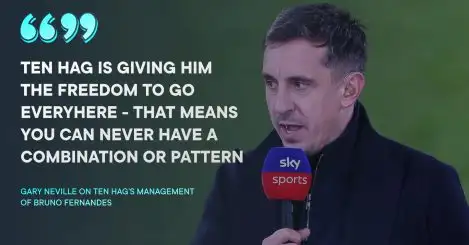 ‘Like 20 years ago’ – Neville says Bruno Fernandes is proof of how vapid Man Utd are under Ten Hag