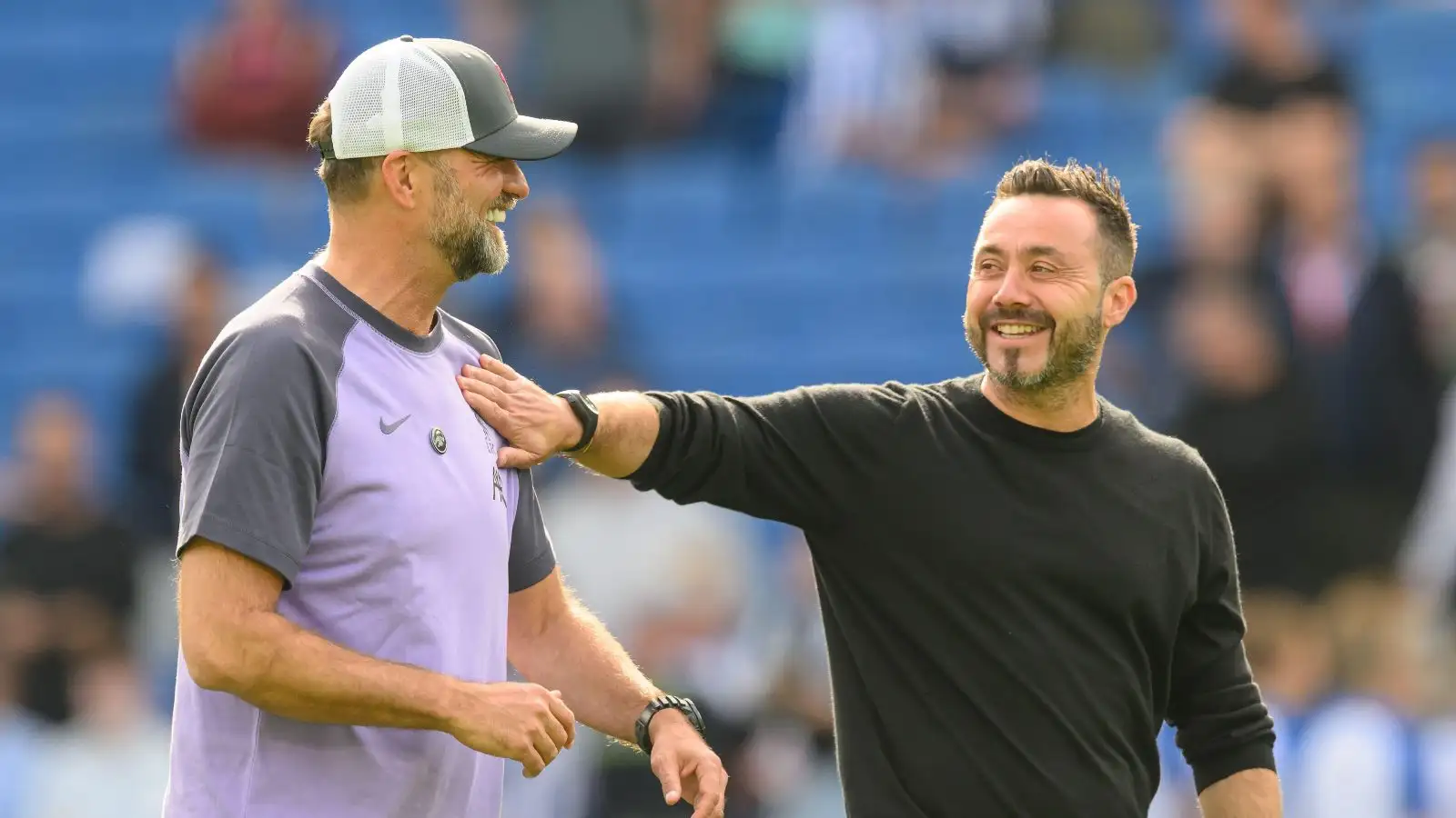 Liverpool boss Jurgen Klopp and also Roberto De Zerbi