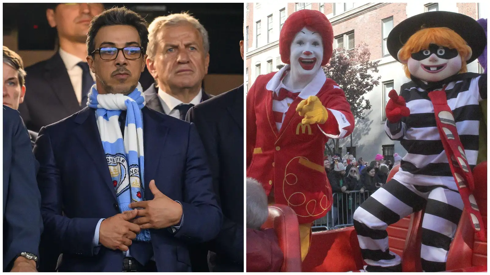 Manchester owner Sheikh Mansour and Ronald McDonald.