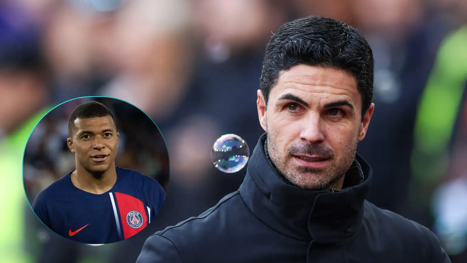 Assimilation top canine Mikel Arteta and Kylian Mbappe