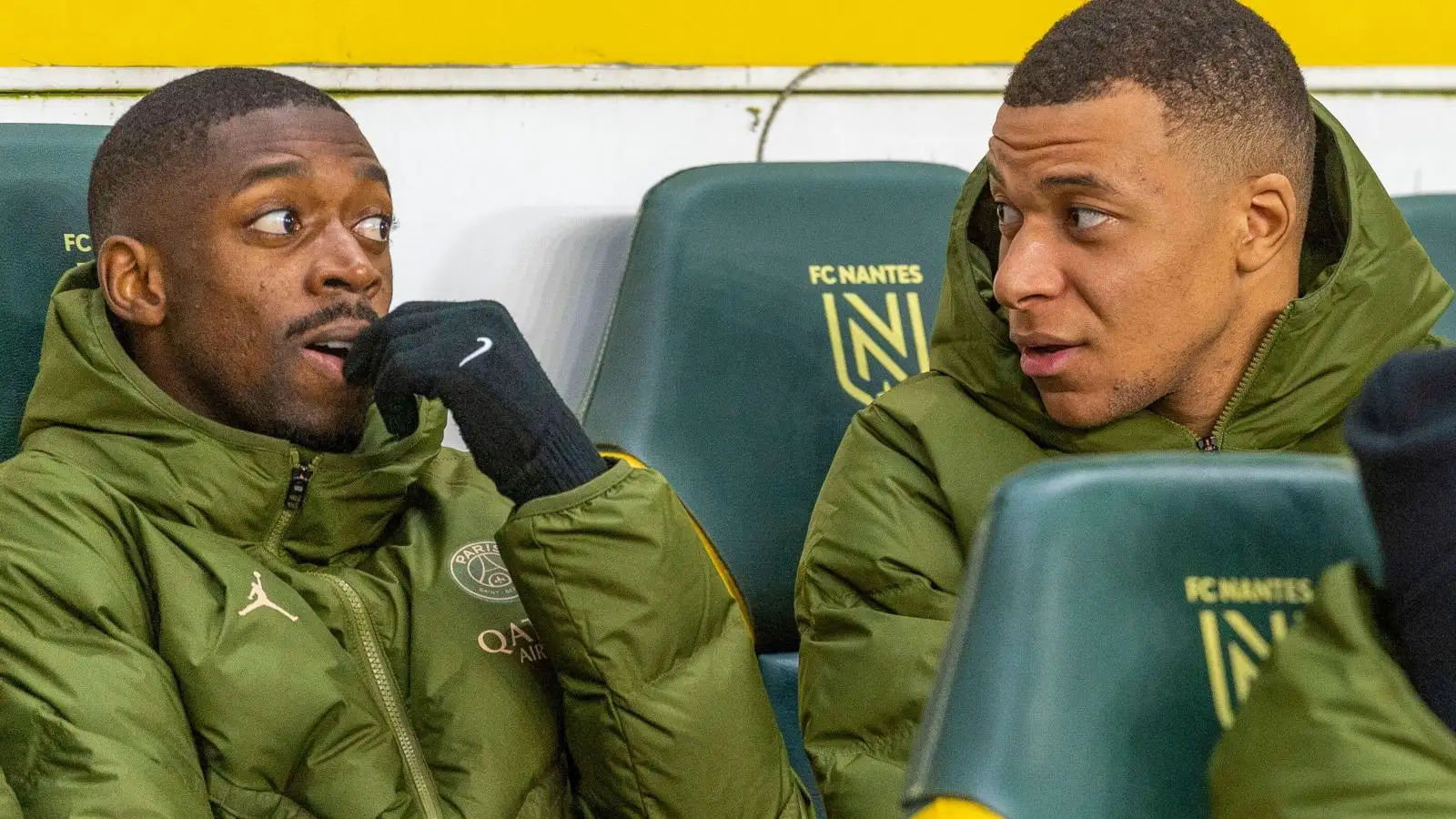 PSG forwards Kylian Mbappe and Ousmane Dembele sat on the bench.