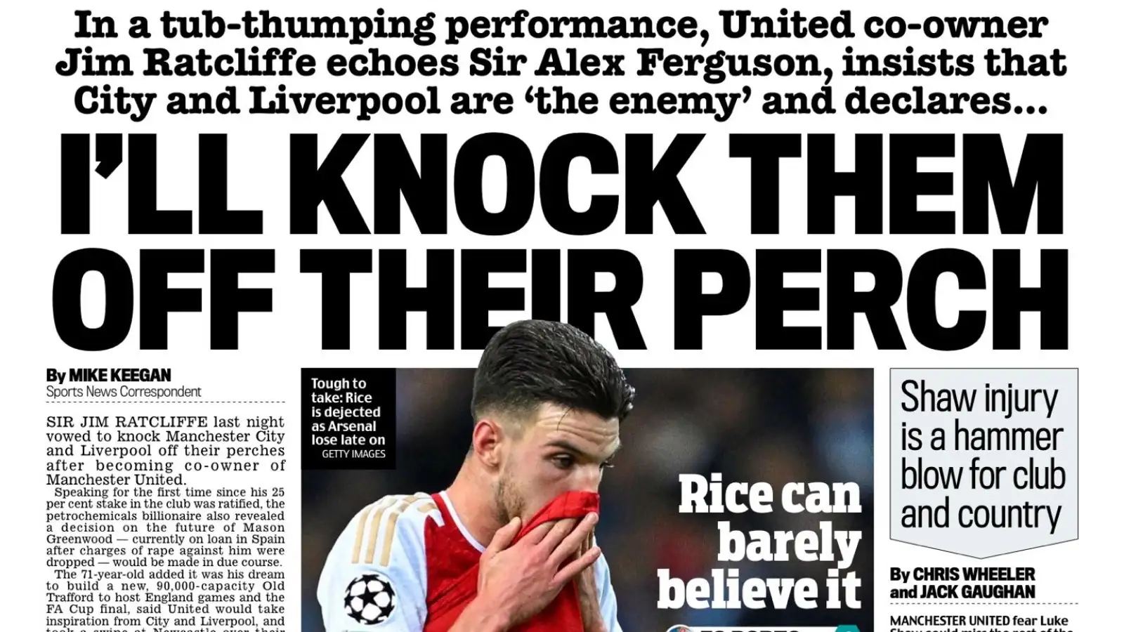 The media stitch up Ratcliffe just like Ten Hag on Man Utd perch 'vows' - Football365 1 Daily Mail ago page on Sir Jim Ratcliffe