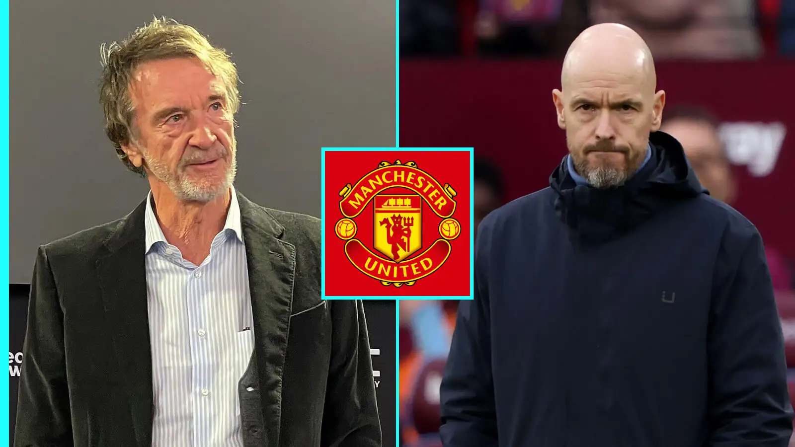 Person Utd honchos Erik ten Hag and Sir Jim Ratcliffe