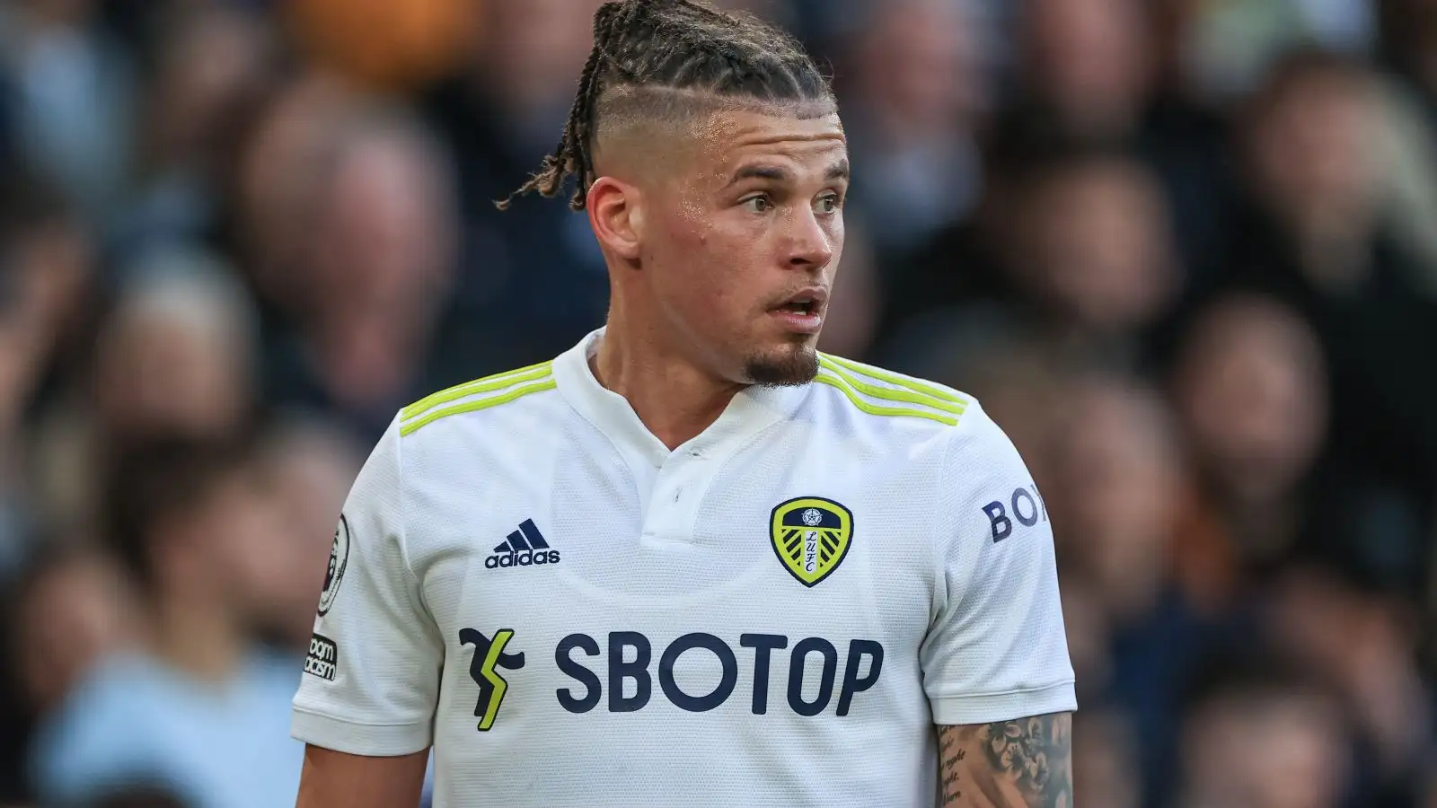 Kalvin Phillips throughout a match for Leeds Joined.