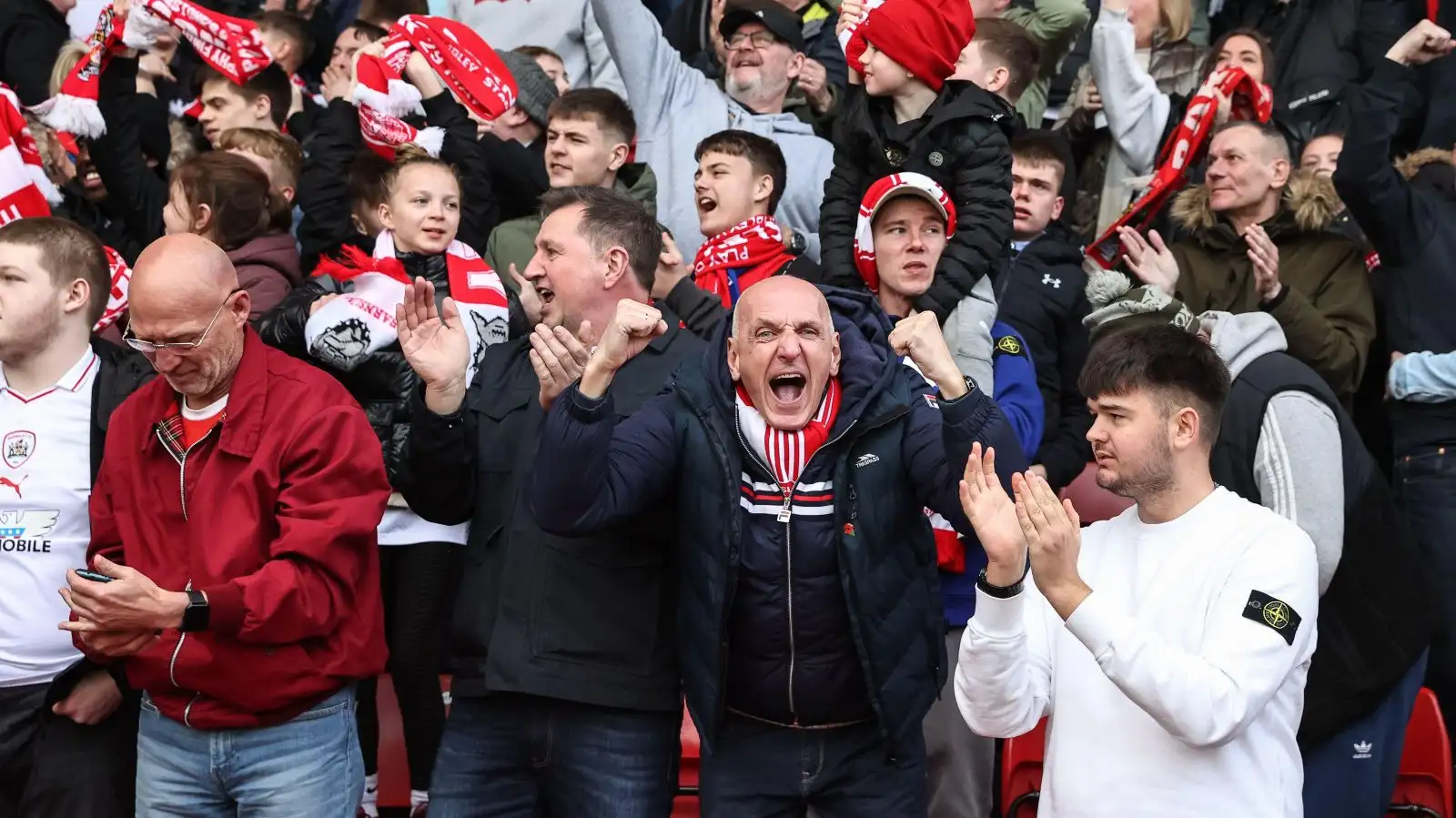 Barnsley fans celebrate against Derby