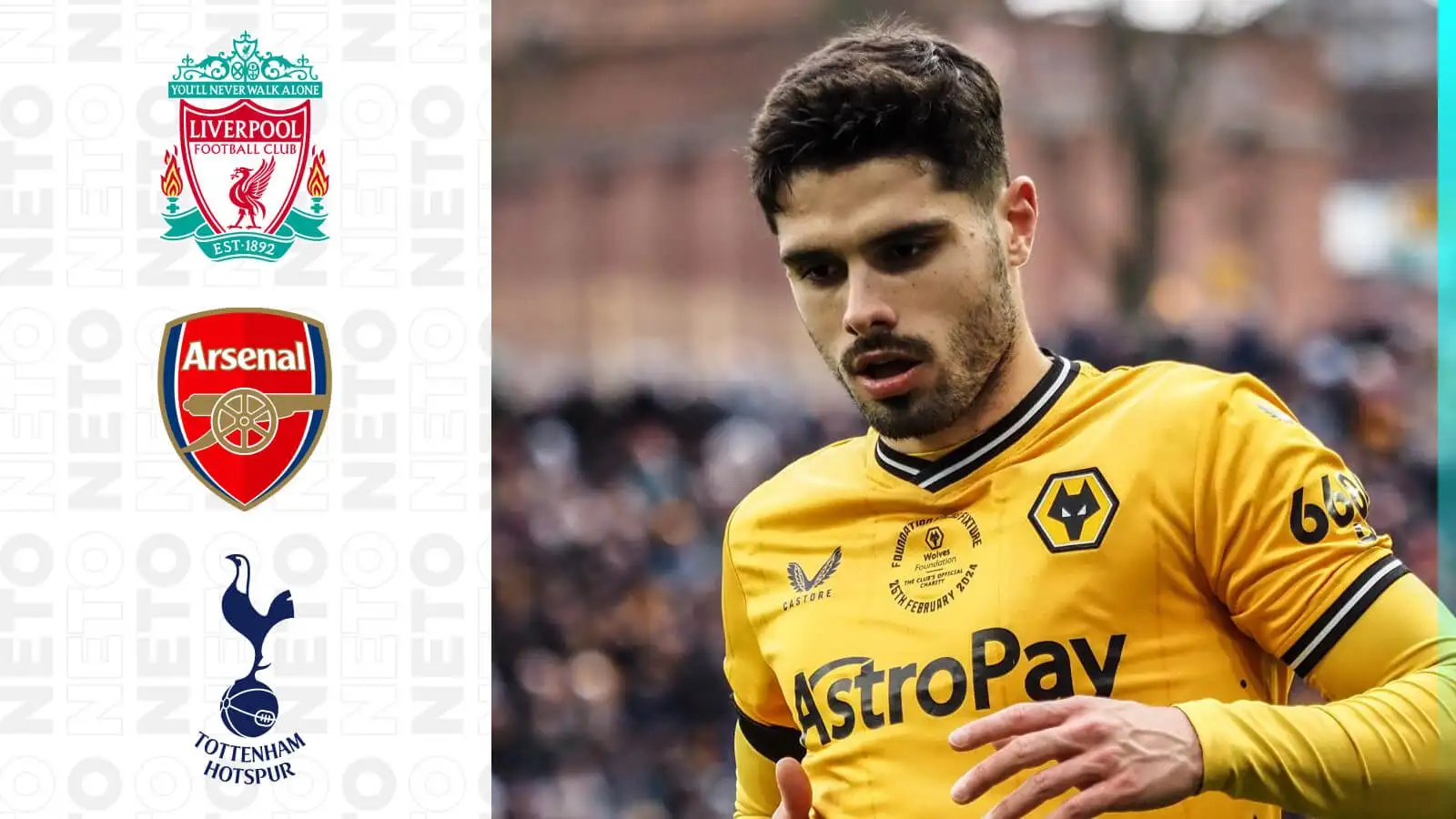 Arsenal, Liverpool, Tottenham the teams to 'keep an eye on' in Pedro Neto transfer race - Romano 1 Pedro Neto is a transmit target for Liverpool, Arsenal and also Tottenham.
