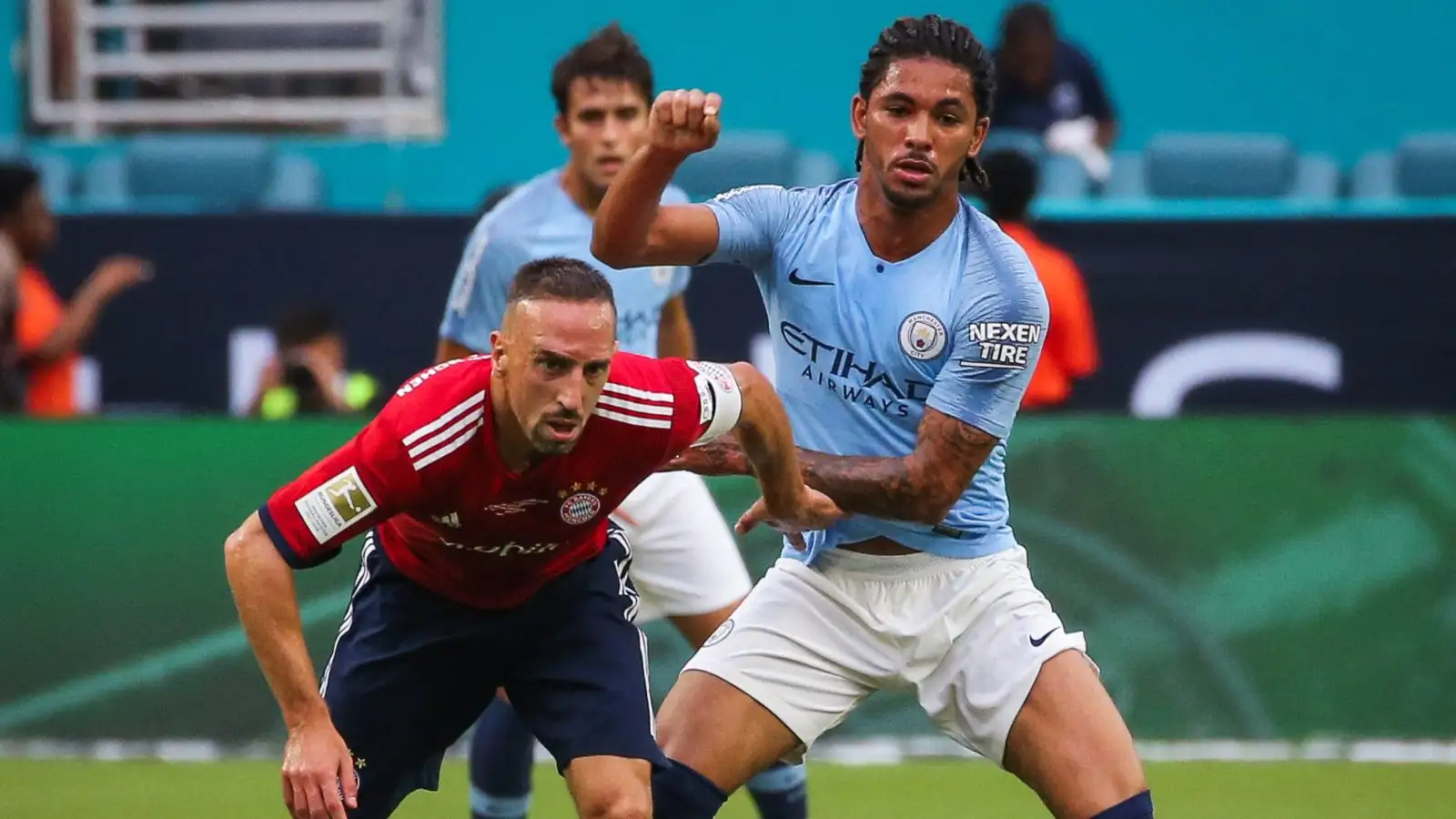 Previous Guy City midfielder Douglas Luiz during a friendly match in 2018.