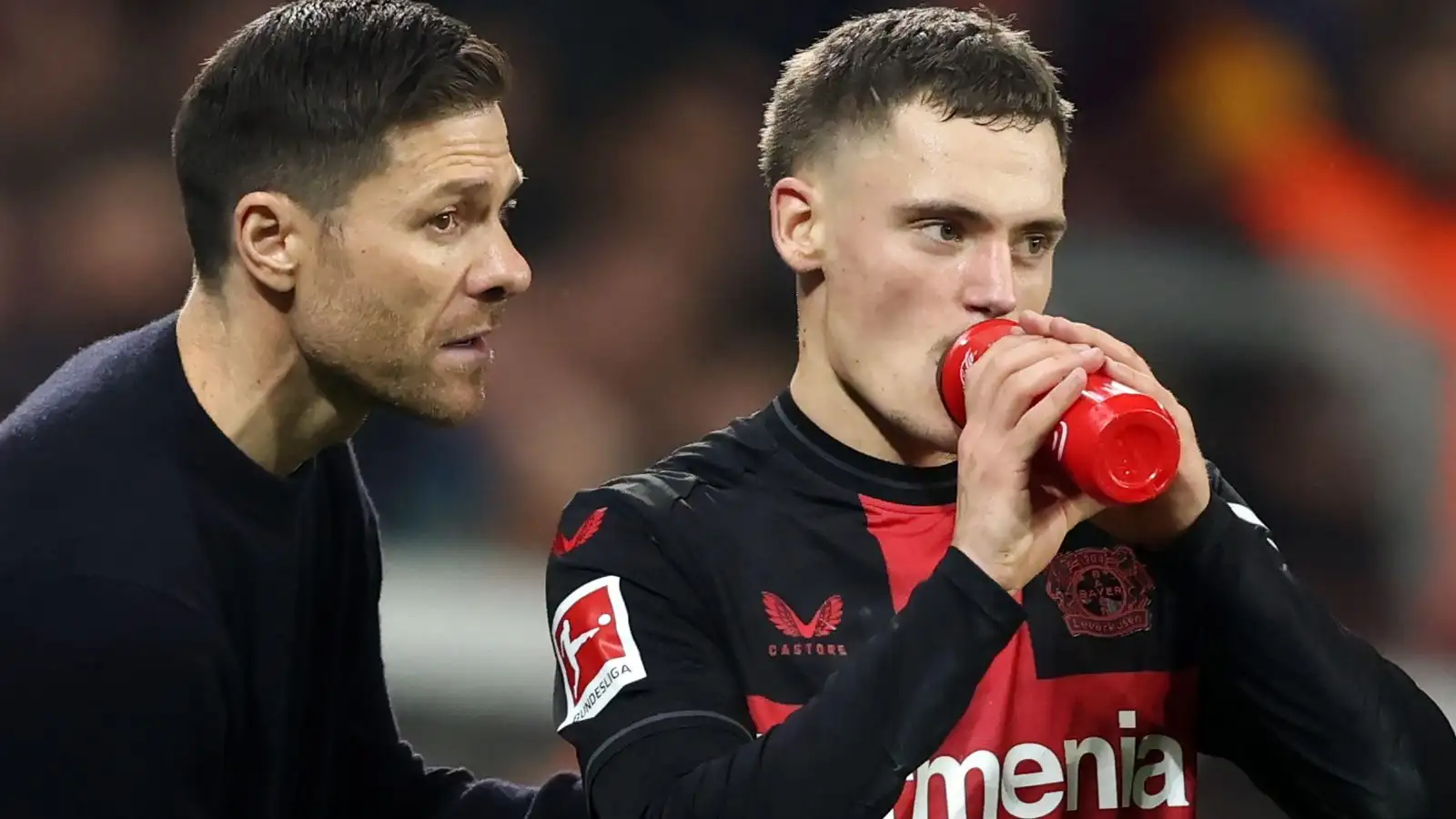 Alonso to 'pick Liverpool' after 'total agreement' with Leverkusen; Jacobs deems Bayern move unlikely 1 Liverpool managerial target Xabi Alonso confers laws to Florian Wirtz.