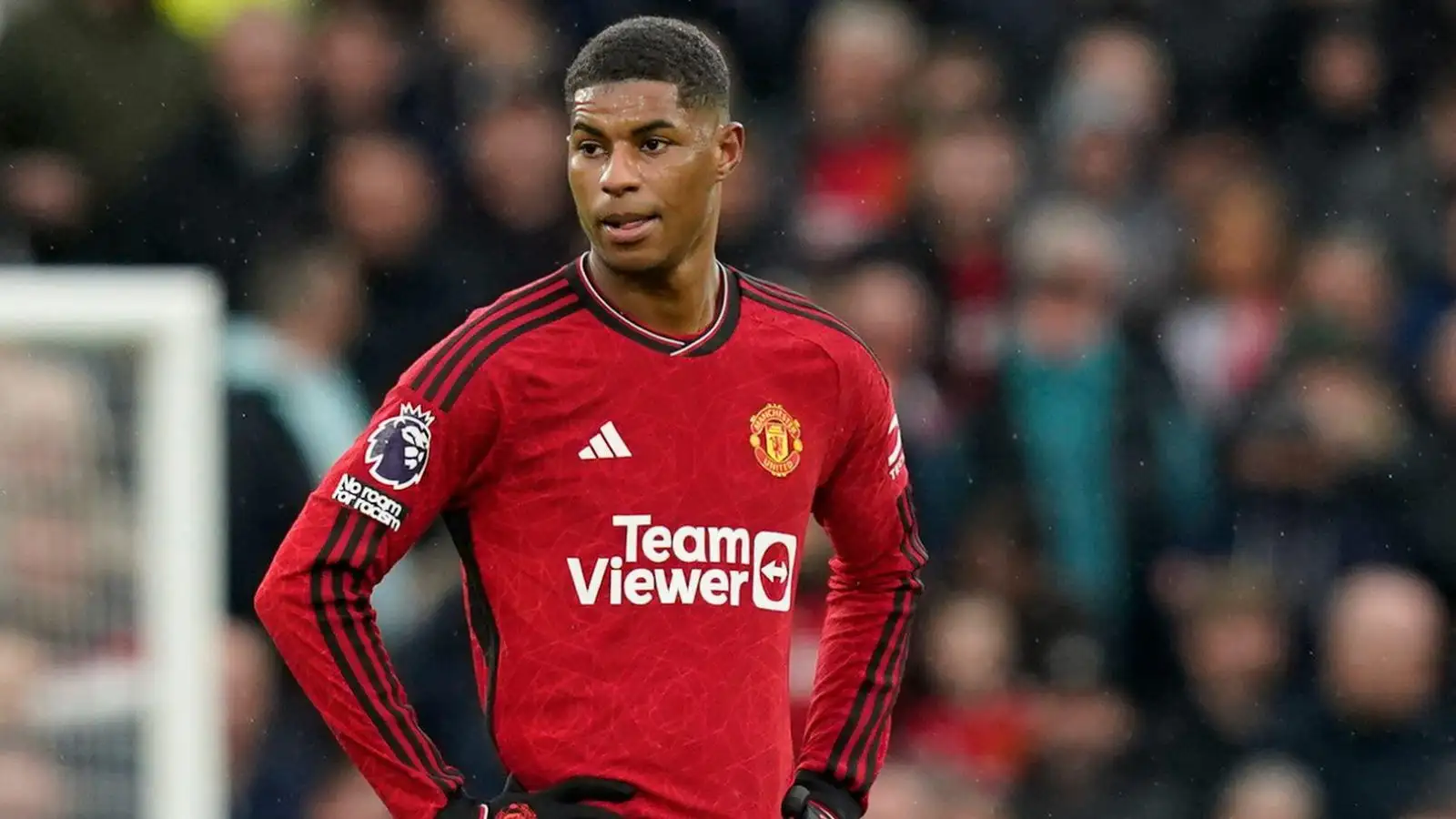 Marcus Rashford appearances dejected throughout a suited.