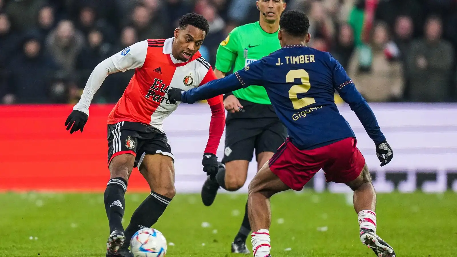Reported Tottenham target Quinten Timber and Jurrien Timber challenge off in an Eredivisie suit.