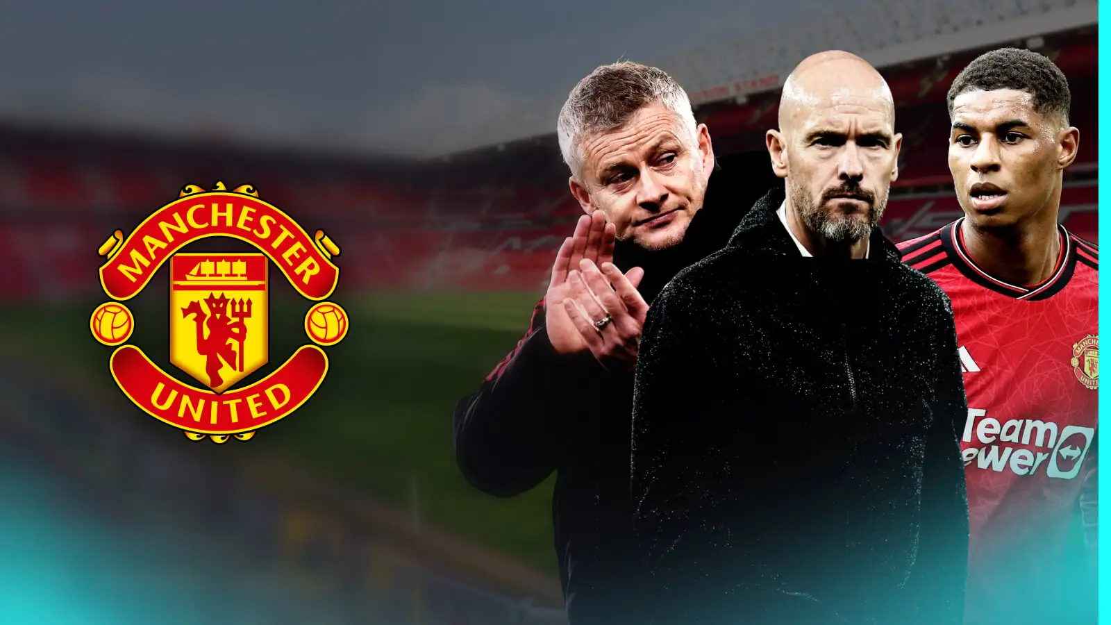 Marcus Rashford fingered as Ten Hag sack justified by xG 1 Ole Gunnar Solskjaer, Erik 10 Hag and also Marcus Rashford with the Manchester United badge