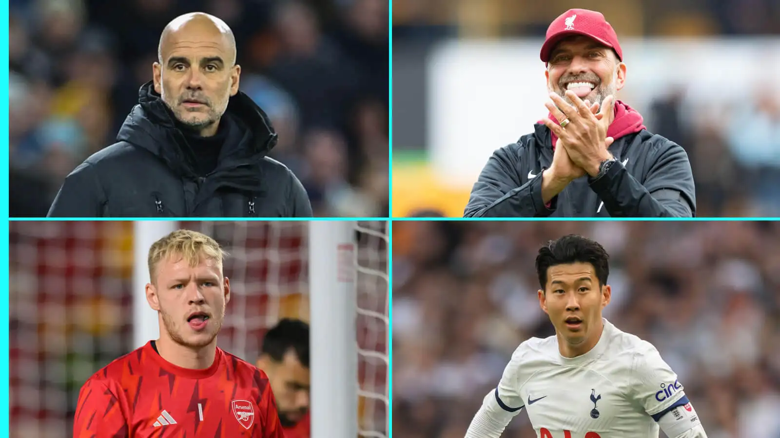 Pep Guardiola, Jurgen Klopp, Aaron Ramsdale and Son Heung-min.