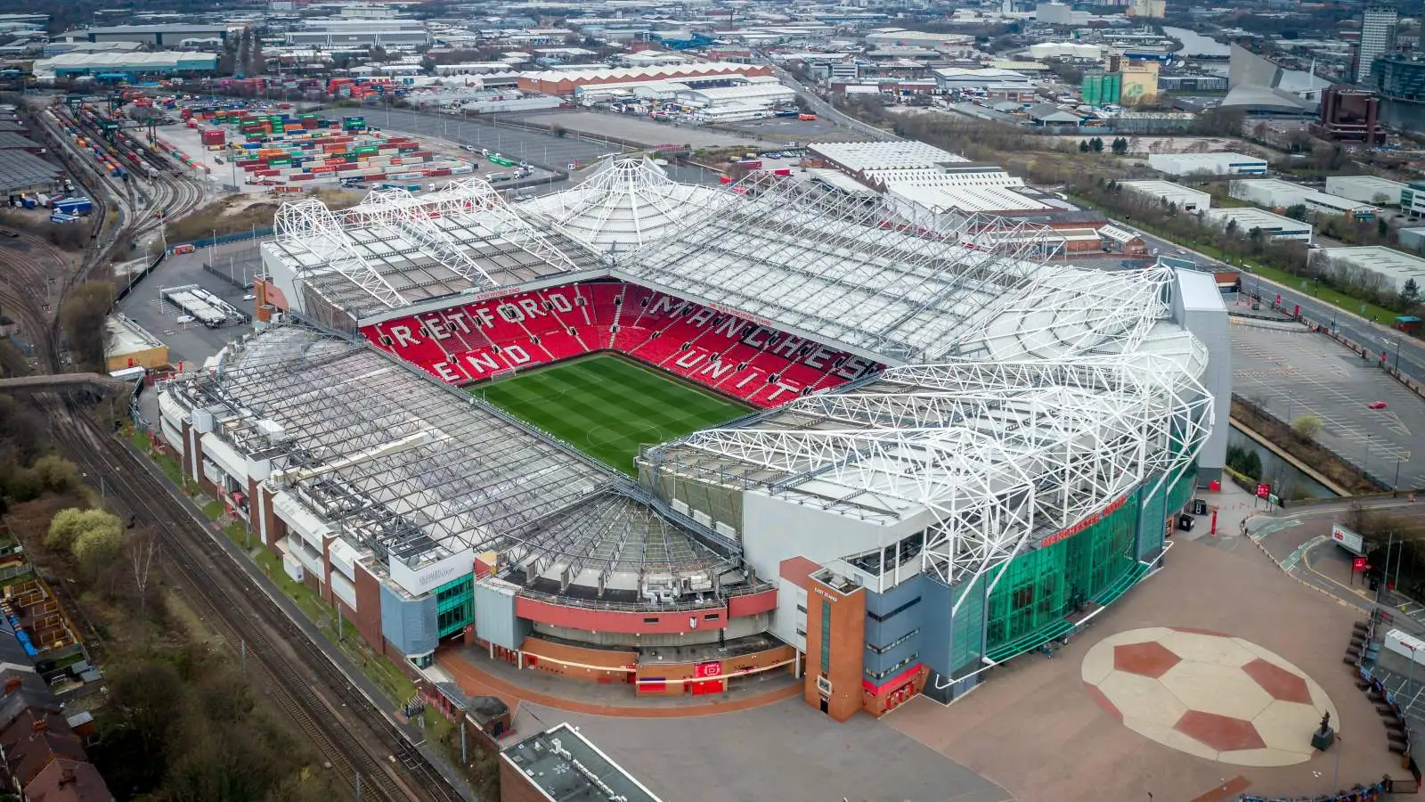 Troposphere-borne perceive of Male Utd gridiron Old Trafford.