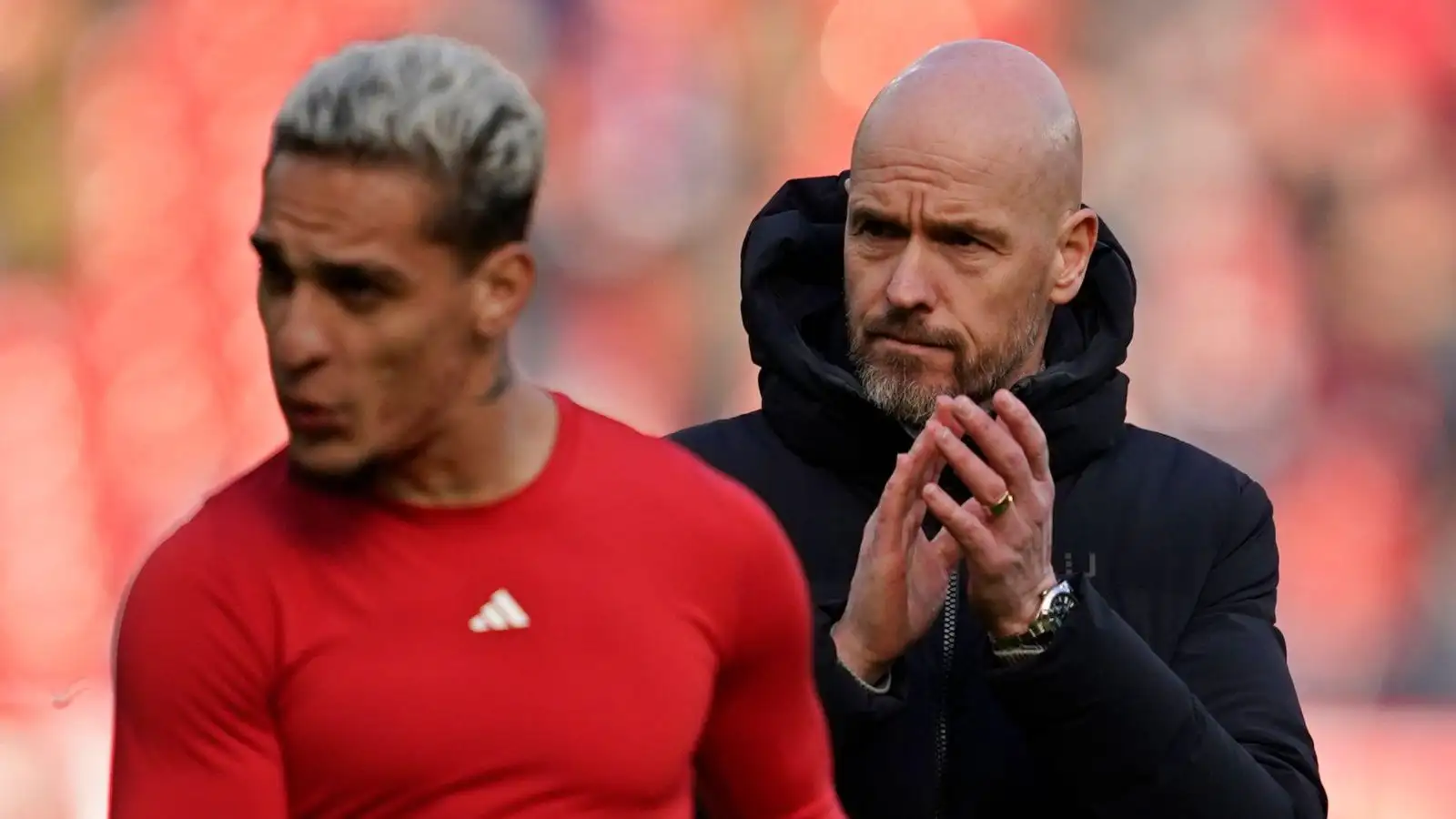 Man Utd transfer: Ten Hag tips £21m ex-Ajax star to 'unlock' £86m flop but Ratcliffe sale is required 1 Antony and Erik 10 Hag of Manchester Joined