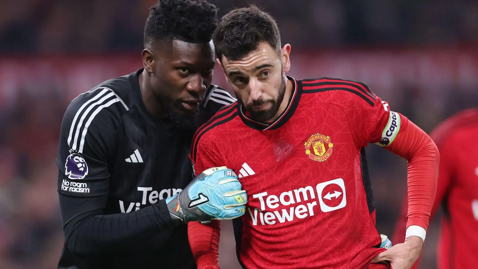 Man Utd: Ten Hag told to strip Fernandes of captaincy with surprising 'one' to replace him identified 1 Individual Utd captain Bruno Fernandes and Andre Onana during a gallery.