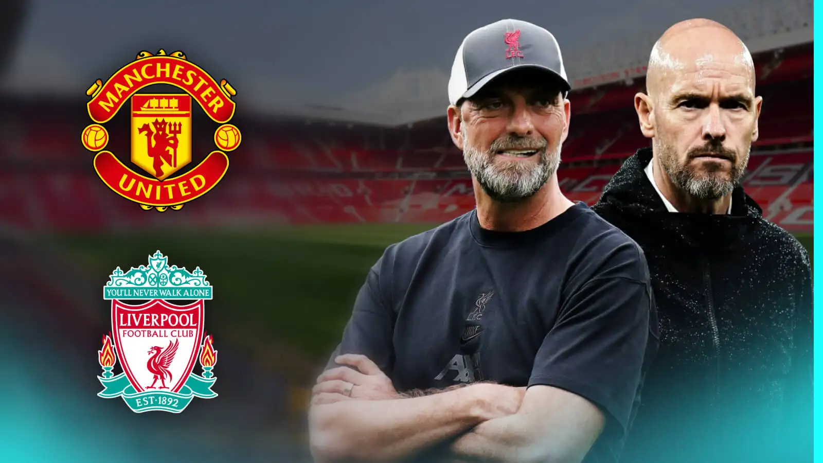 Liverpool company Jurgen Klopp and also Male Utd honchos Erik 10 Hag.