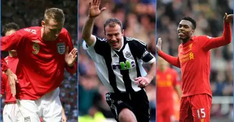 England forward Peter Crouch, Newcastle striker Alan Shearer and Liverpool player Daniel Sturridge