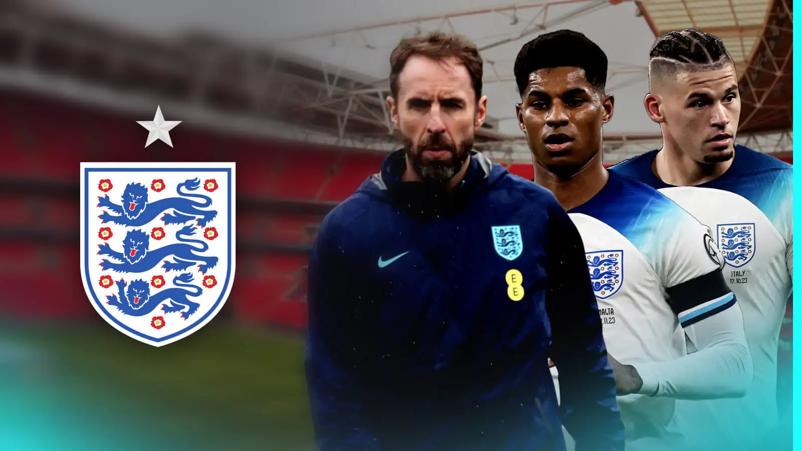 Gareth Southgate, Marcus Rashford, Kalvin Phillips