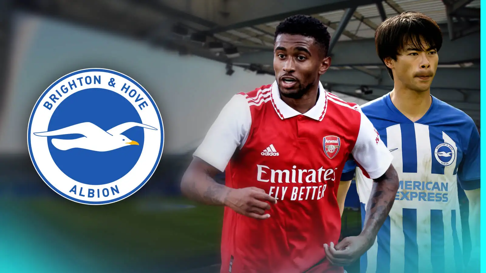 Arsenal 'hope' for £30m from fringe attacker sale as Brighton prepare to replicate Mitoma move in summer 1 Reiss Nelson, Kaoru Mitoma, Brighton