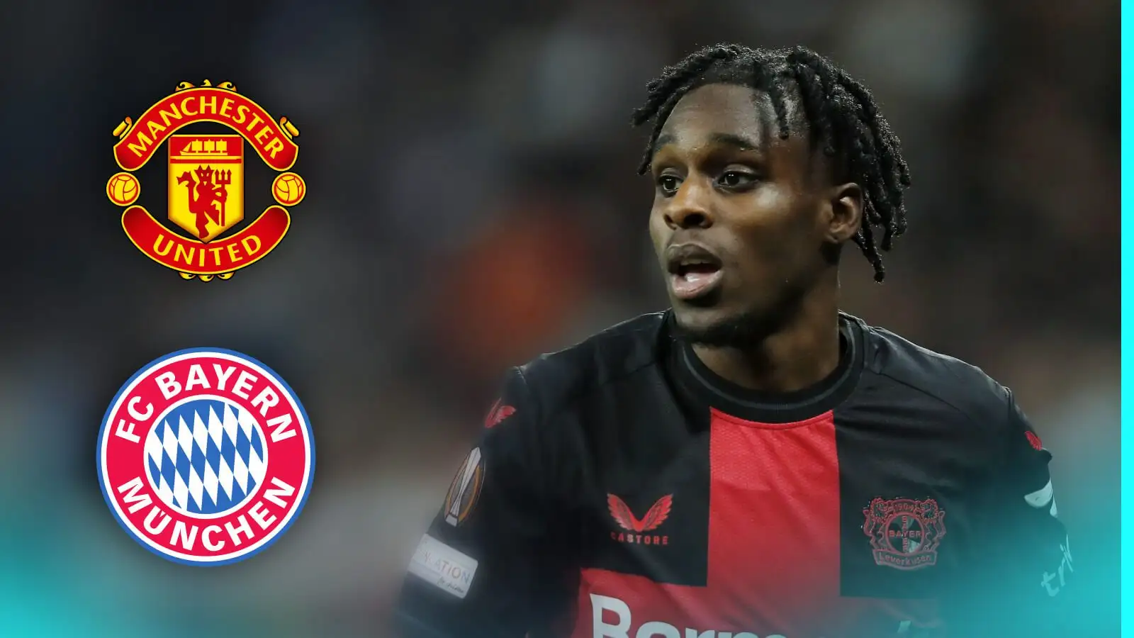 Man Utd blow as £34m star 'agreed to change club' after 'secret meeting' with transfer 'poker' underway 1 Male Utd and Bayern transfer target Jeremie Frimpong throughout a suit.