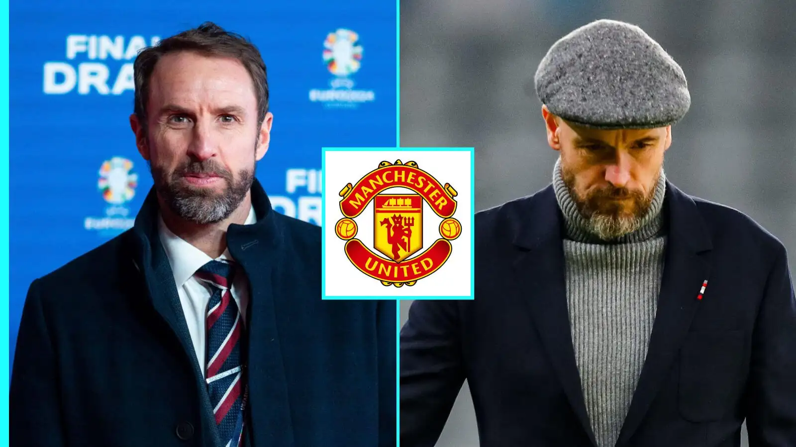 Gareth Southgate and Erik 10 Hag with the Male Utd badge.