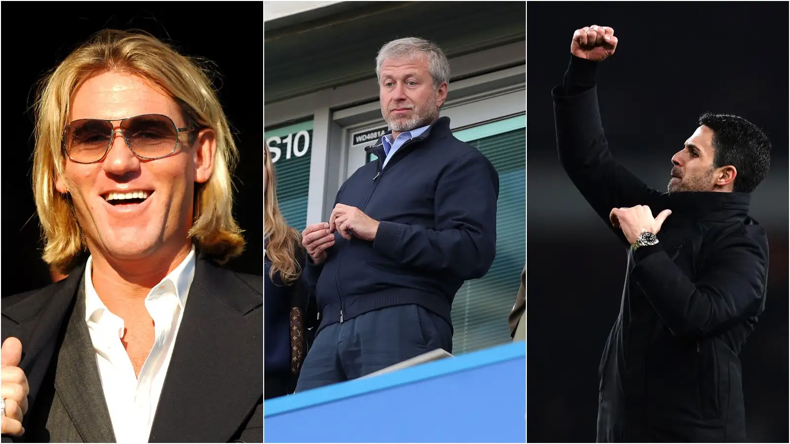 Simon Jordan Roman Abramohich Mikel Arteta collage