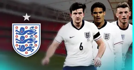 England defenders Harry Maguire, Jarell Quansah and Ben White.