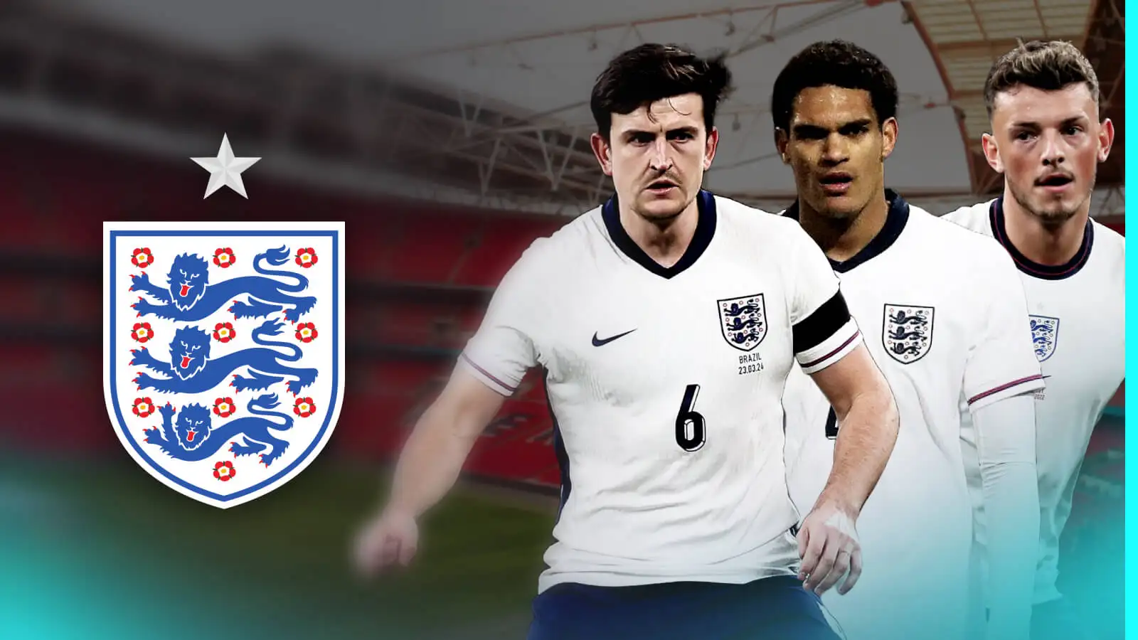 England protectors Harry Maguire, Jarell Quansah and Ben White.