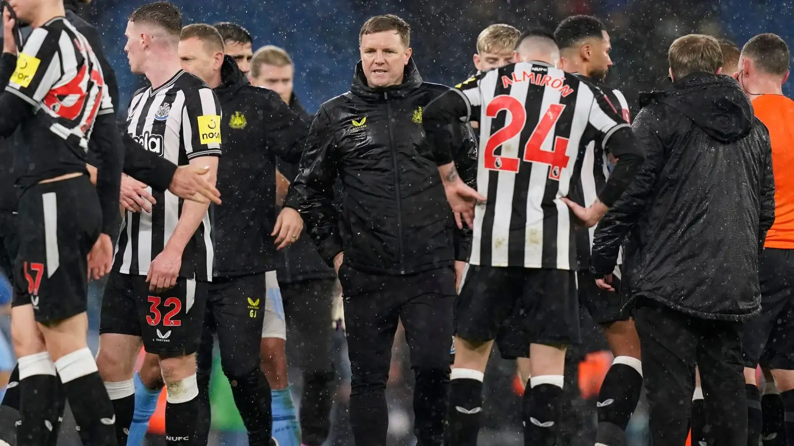 Newcastle United boss Eddie Howe and his players after a defeat.