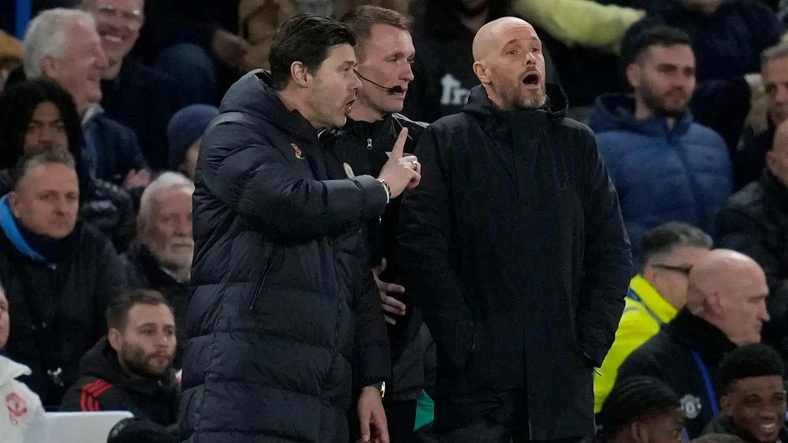 Pochettino says 'amazing' Man Utd comeback can be 'turning point' with unconvinced Chelsea fans 1 Mauricio Pochettino argues via Erik ten Hag during a arcade