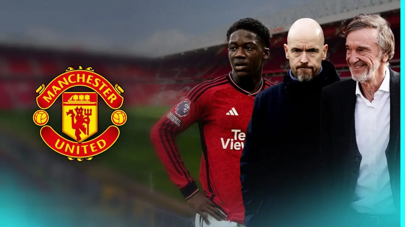Ten Hag must be sacked 'immediately' to save three players - and Man Utd need six more signings 1 The Manchester Joined badge wearing midfielder Kobbie Mainoo, supervisor Erik 10 Hag and also co-owner Sir Jim Ratcliffe