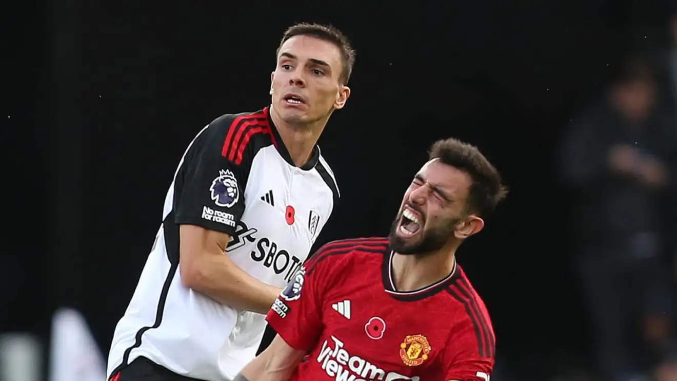 Bruno Fernandes slammed for often 'completely screaming' to get opponents in trouble after tackles 1 Bruno Fernandes, Joao Palhinha, Manchester Joined v Fulham, November 2023