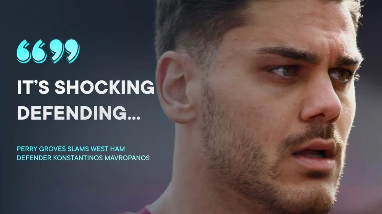 West Pork defender Konstantinos Mavropanos is criticised by Perry Groves