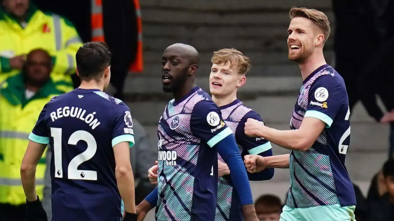 Luton 1-5 Brentford: Bees move 10 points clear of relegation zone after dominant performance 1 Brentford's Yoane Wissa (centre) exalts