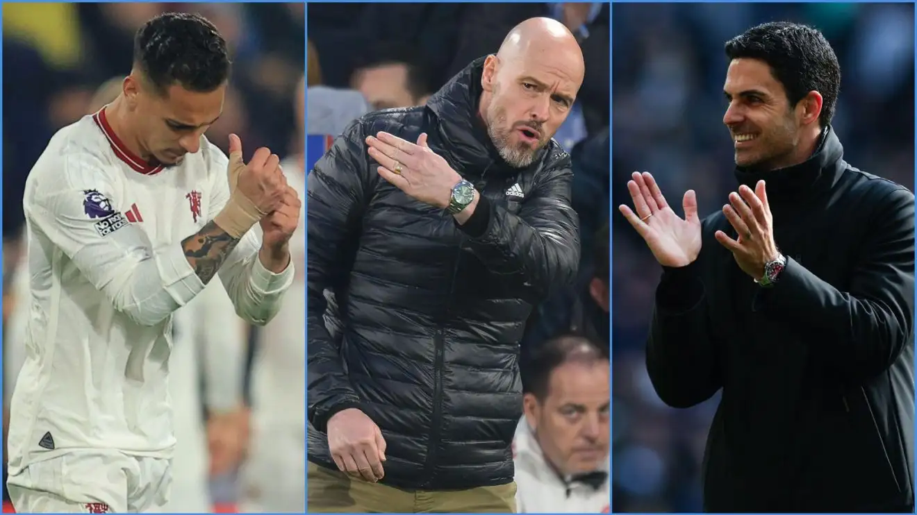 Manchester United 'big red flag' named in yet more scatching criticism of 'deluded' Ten Hag 1 Manchester United ahead Antony and also boss Erik ten Hag via Arsenal train Mikel Arteta