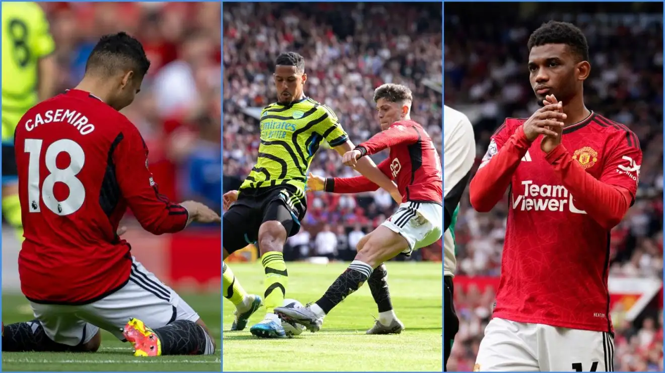 Manchester United midfielder Casemiro, Arsenal defender William Saliba, Alejandro Garnacho and Amad
