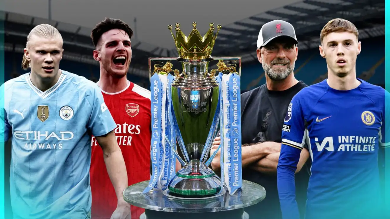 Declan Rice, Erling Haaland, JUrgen Klopp and Cole Palmer.