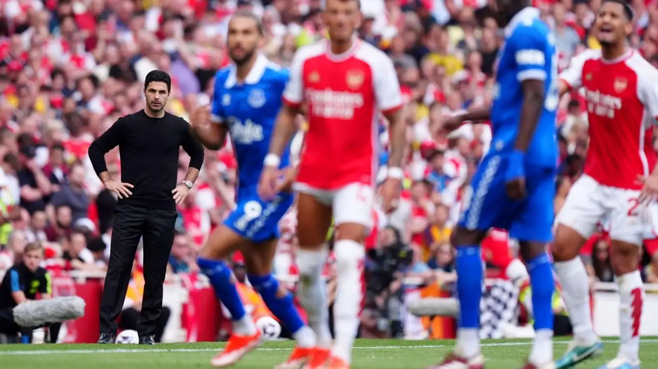 Mikel Arteta watches on throughout a game