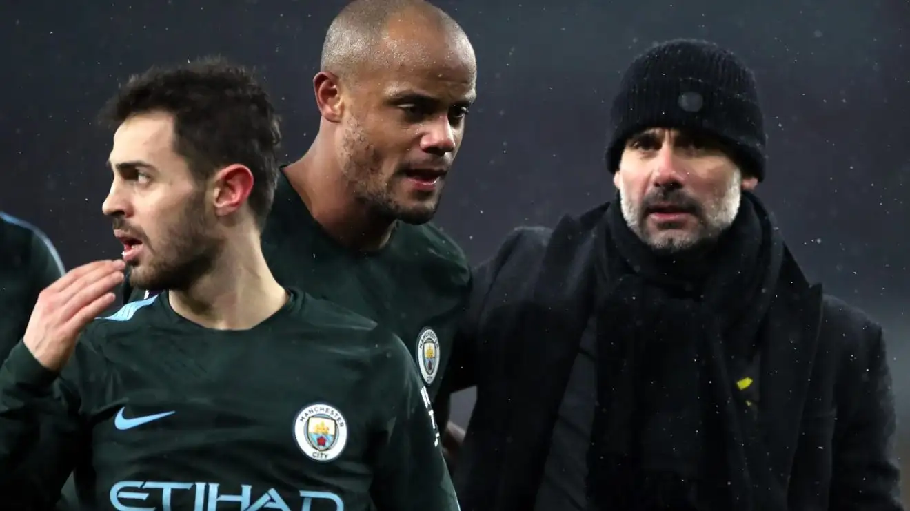 Pep Guardiola and also Vincent Kompany after a Guy Urban gap match