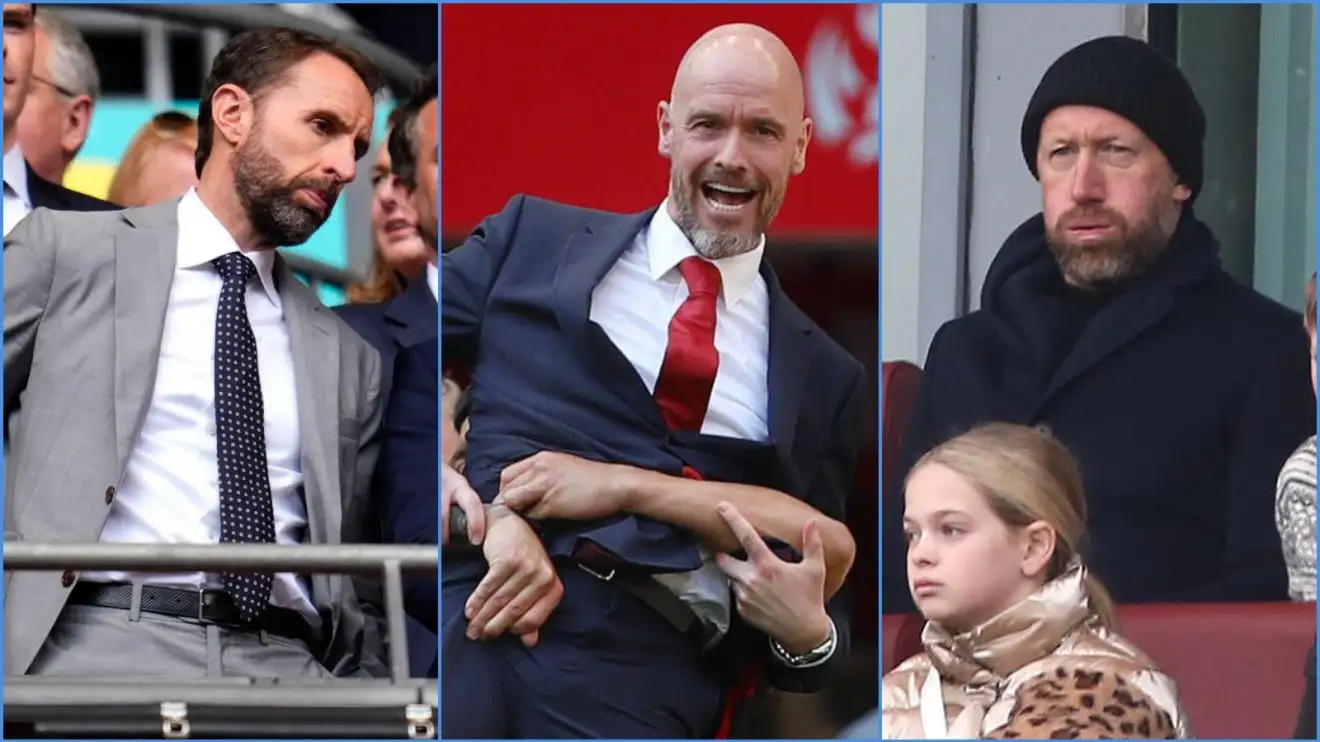 England company Gareth Southgate, Individual Utd doctor Erik 10 Hag and Graham Potter, formerly of Chelsea