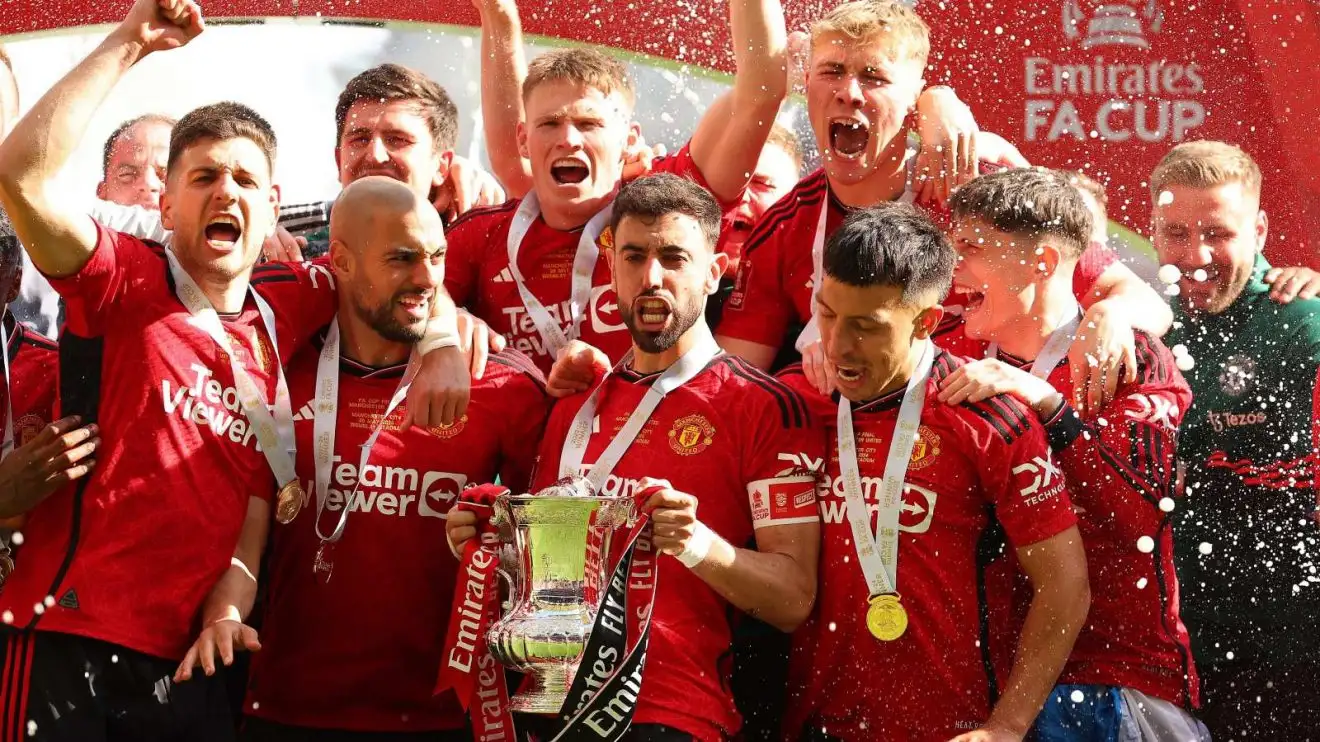 Male Utd captain Bruno Fernandes worships fixating the FA Cup