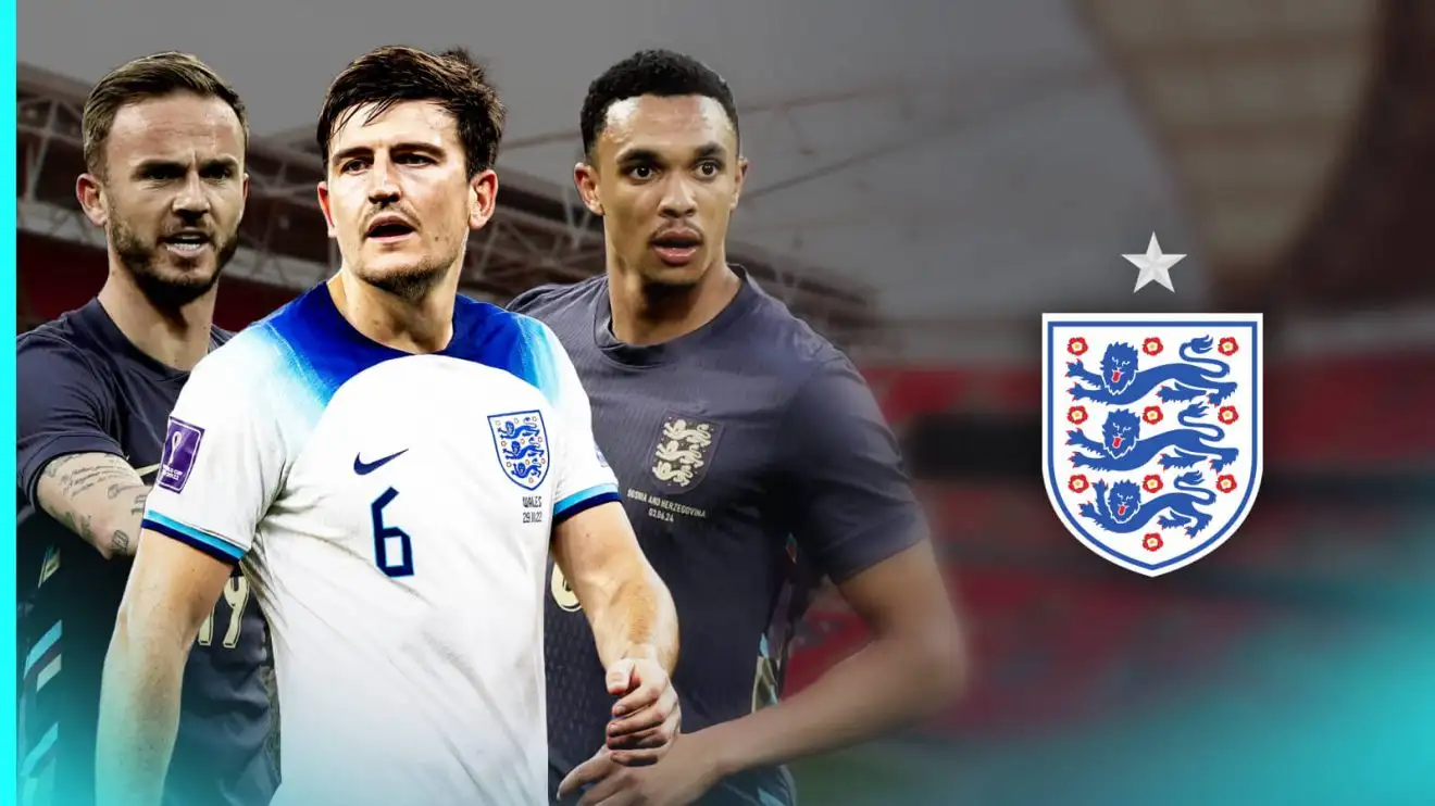 James Maddison, Harry Maguire as well as TRent Alexander-Arnold with England badge.