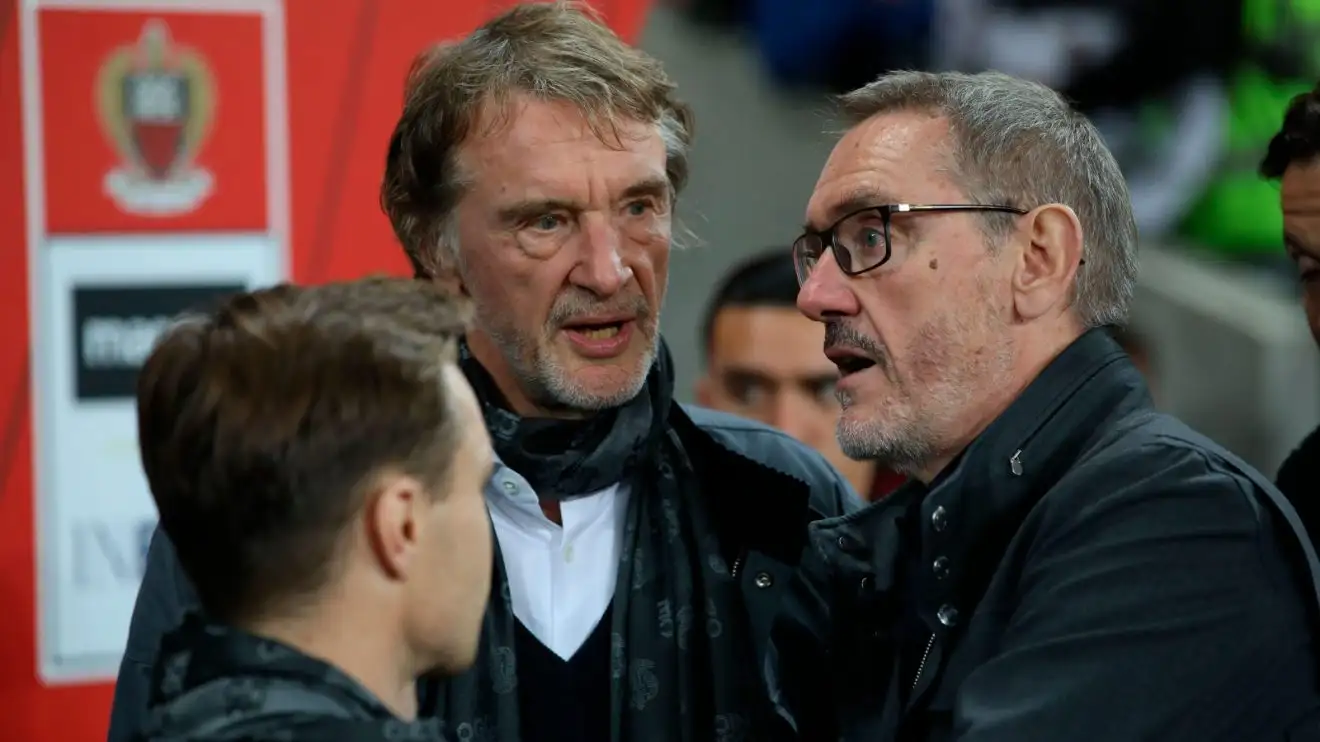 Man Utd owner Ratcliffe 'looking to sell club' four months after buying Red Devils 1 Male Utd minority owner Sir Jim Ratcliffe and his brother at a Nice game