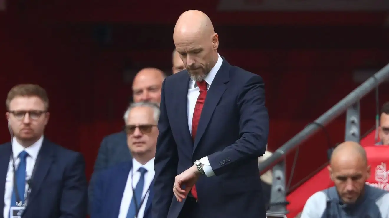 Manchester United supervisor Erik ten Hag responds throughout the FA Cup last