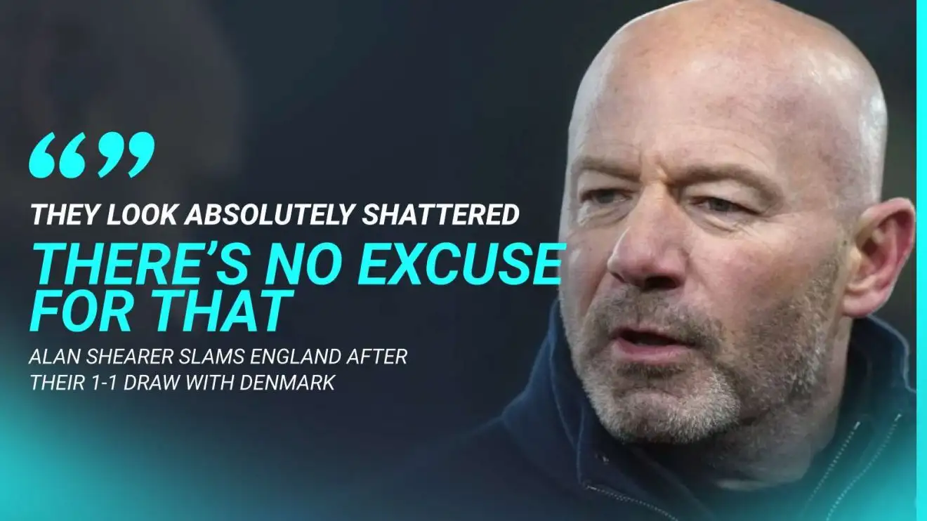 Alan Shearer bangs the England players are their 1-1 draw against Denmark