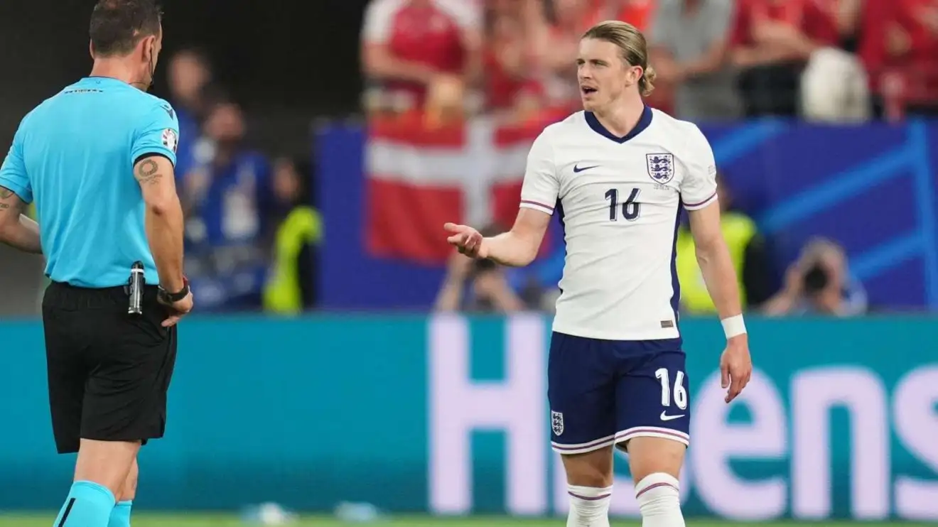 Conor Gallagher knows England 'need to play better' to win Euro 2024 - the man is a genius 1 Conor Gallagher gestures towards the umpire during Denmark v England